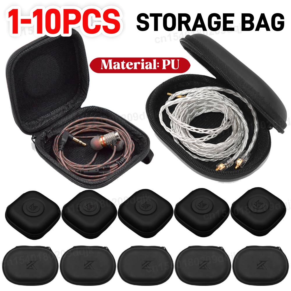 Travel Accessories Box - 1-10PCS KZ Earphones Case PU Leather