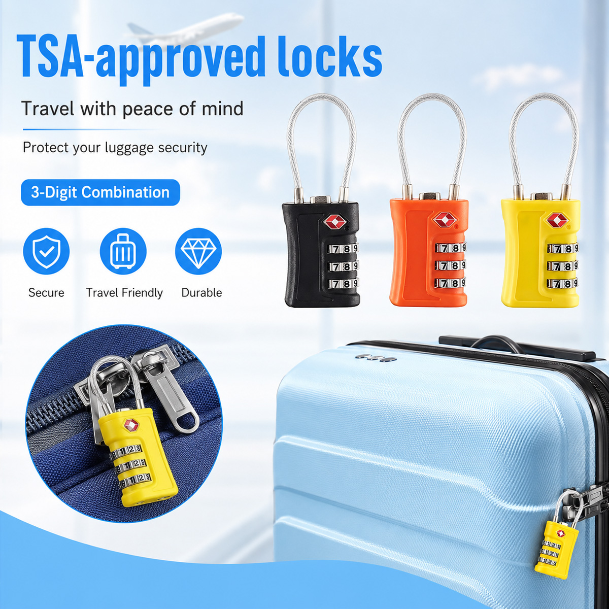 TSA Approved Luggage Lock 3 Di - Travel Lock Tsa Approved ulasan dan harga