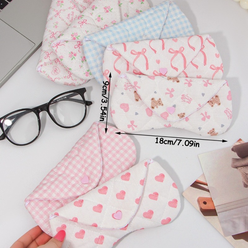 Ins Korean Plaid Fabric Heart  - Travel Accessories Pouch For Women ulasan dan harga