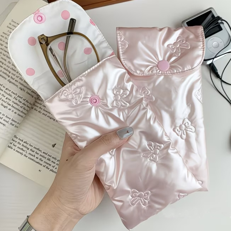 Heart Bow Leather Glasses Pouc - Travel Accessories Pouch For Women ulasan dan harga